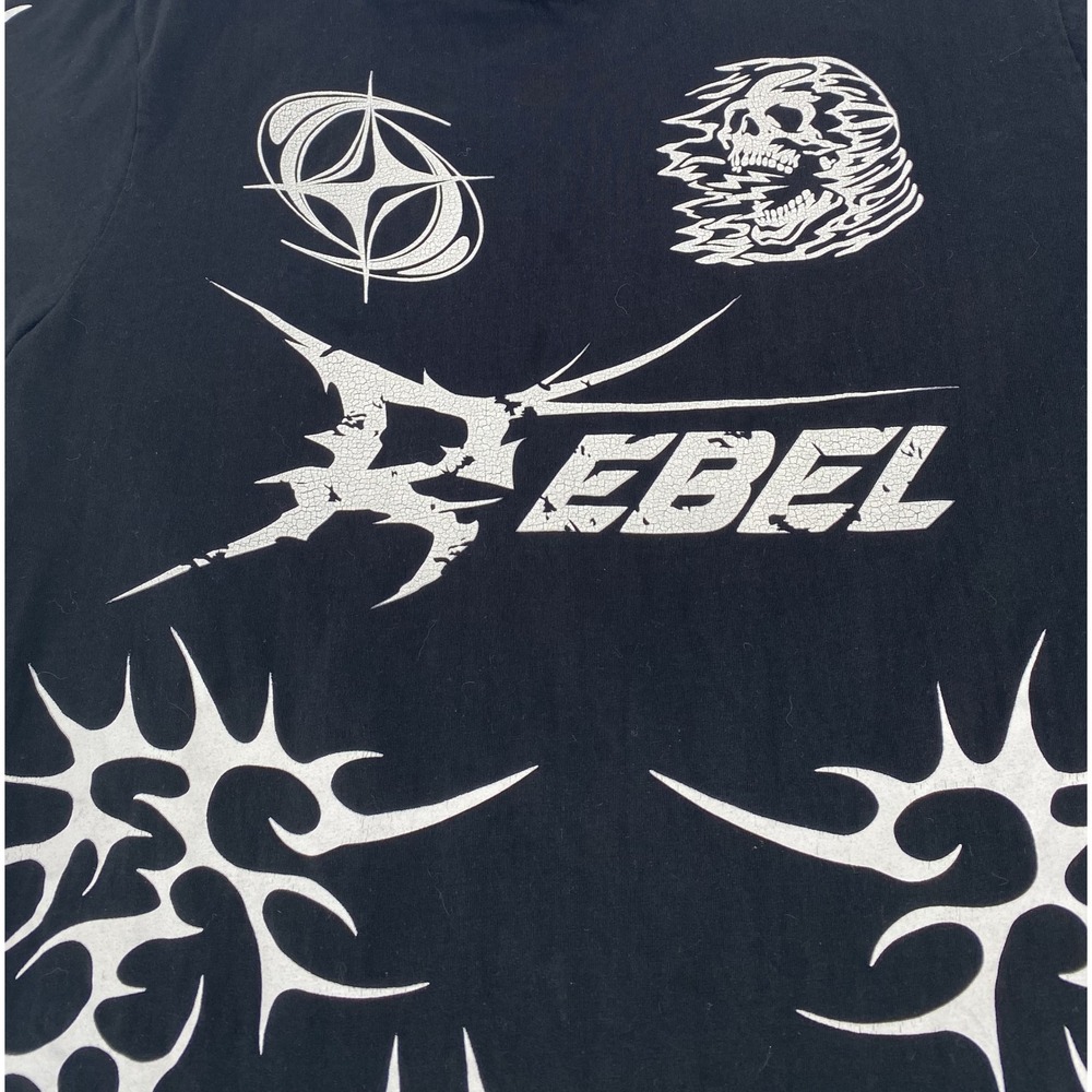 Rebel Vengeance Graphic Tee XL Black Skull Tribal Y2K Punk Grunge Oversized - Picture 5 of 11